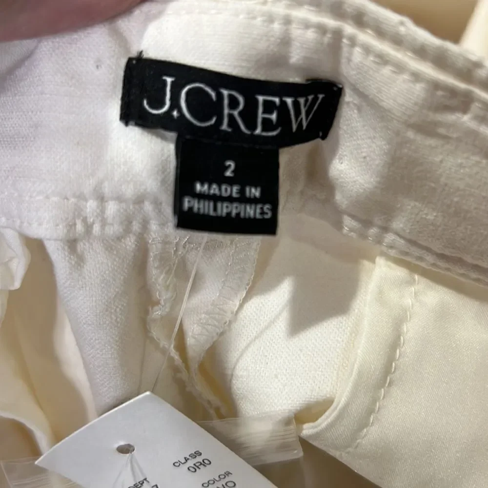 J. Crew Full-length wide-leg trouser in cotton blend Ivory NWT size 2